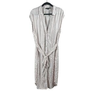 Adrienne Vittadini Striped Midi Shirt Dress Size XL